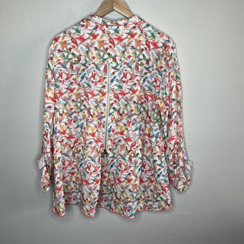 John Mark Hummingbird Print Button Up Art To Wear… - image 7